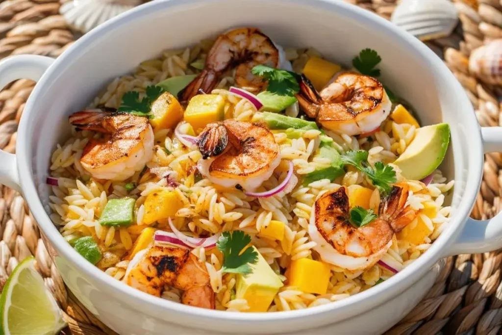 Grilled Shrimp & Mango Orzo Salad